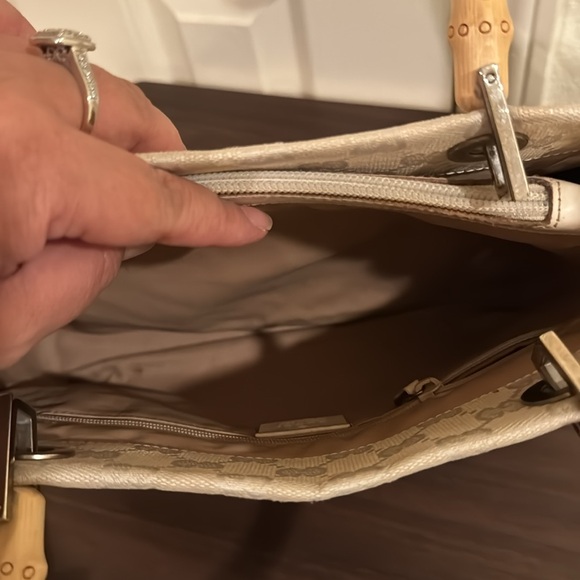 Gucci Monogram Handbag with Bamboo Handles - Picture 9 of 11